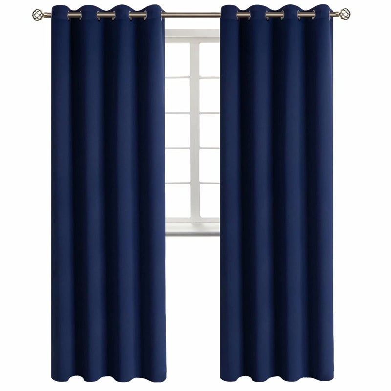 BGment Blackout Curtains for Living Room - Grommet Thermal Insulated Room Darkening Curtains for Bedroom, 2 Panels of 52 x 95 Inch, Navy - Image 1